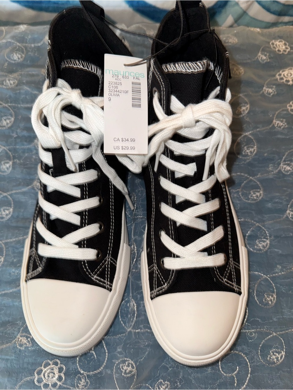 Maurices Black and White High-Top Canvas Sneakers
